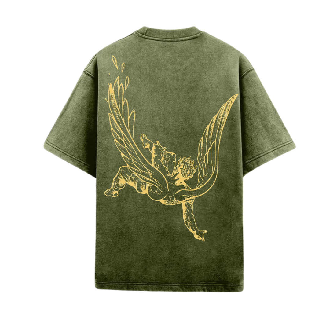 "Echoes of the Fall" Acidwash Green Oversized Tee