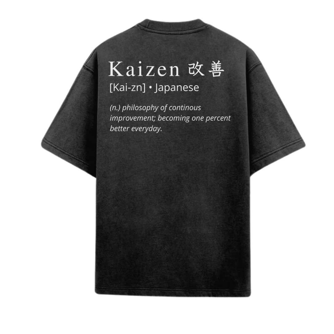 "Never Settled" Acidwash Black Oversized Tee