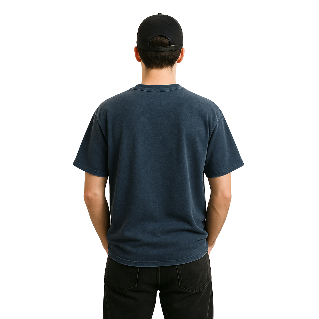 "AMORE" Acidwash Blue Oversized Tee