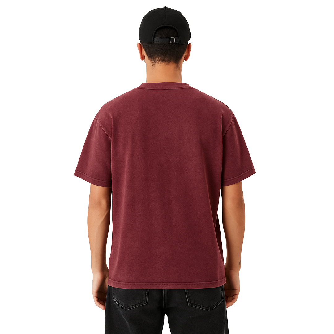 "AMORE" Acidwash Red Oversized Tee