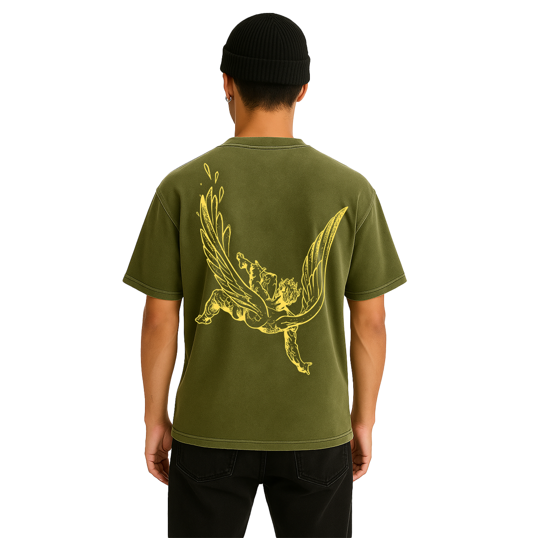 "Echoes of the Fall" Acidwash Green Oversized Tee